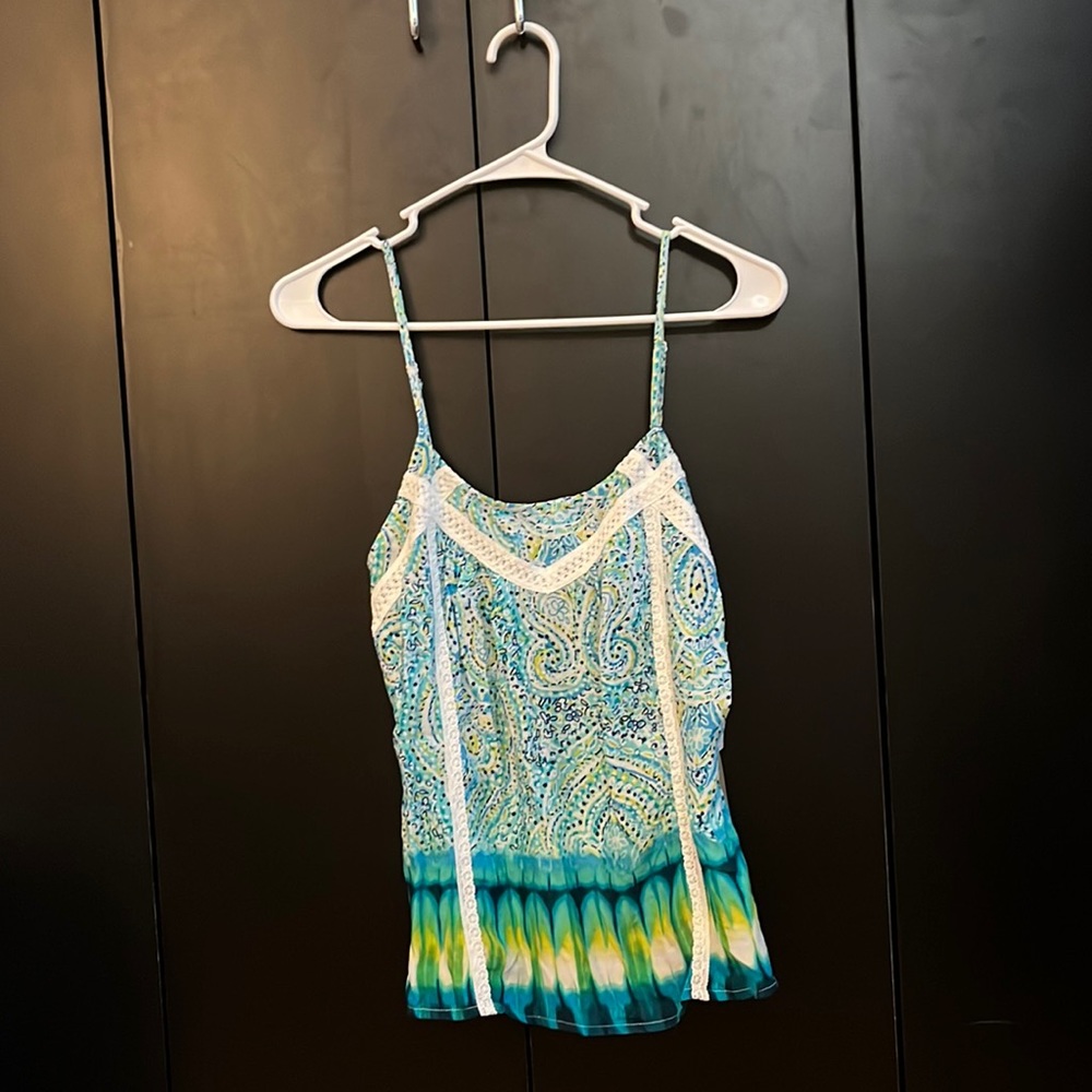 Green Dragon Paisley and Tie-Dye Flowy Tank